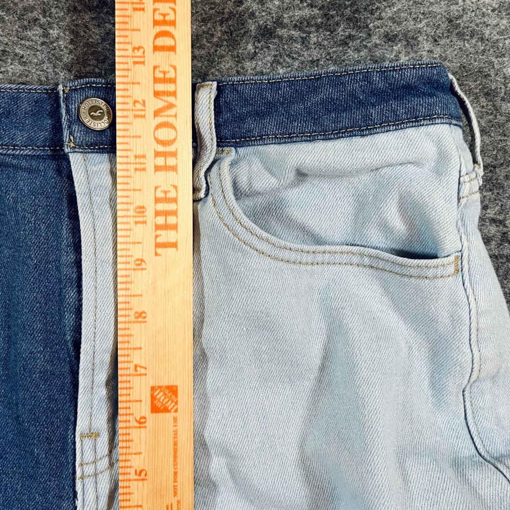 Hollister Patchwork Jeans Womens 9R Blue Ultra High Rise Straight 29x27 Y2K Boho - Picture 11 of 12